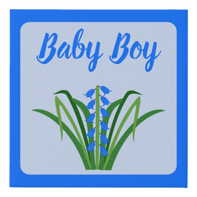Baby Boy Bluebell Flowers Spring Custom Faux Canvas Print (Front)