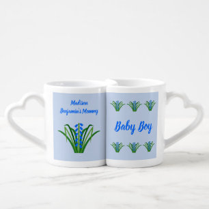 Baby Boy Bluebell Flowers Spring New Parents Coffee Mug Set