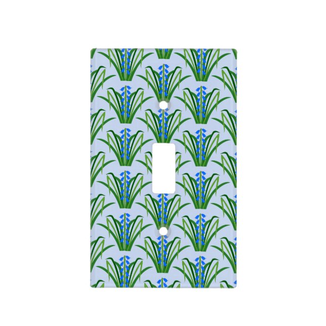 Baby Boy Bluebell Flowers Spring Patterned Light Switch Cover (Front)