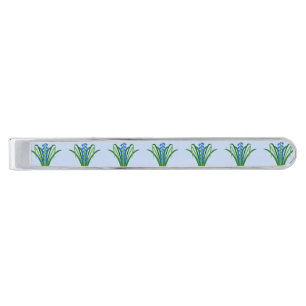 Baby Boy Bluebell Flowers Spring Patterned Silver Finish Tie Bar