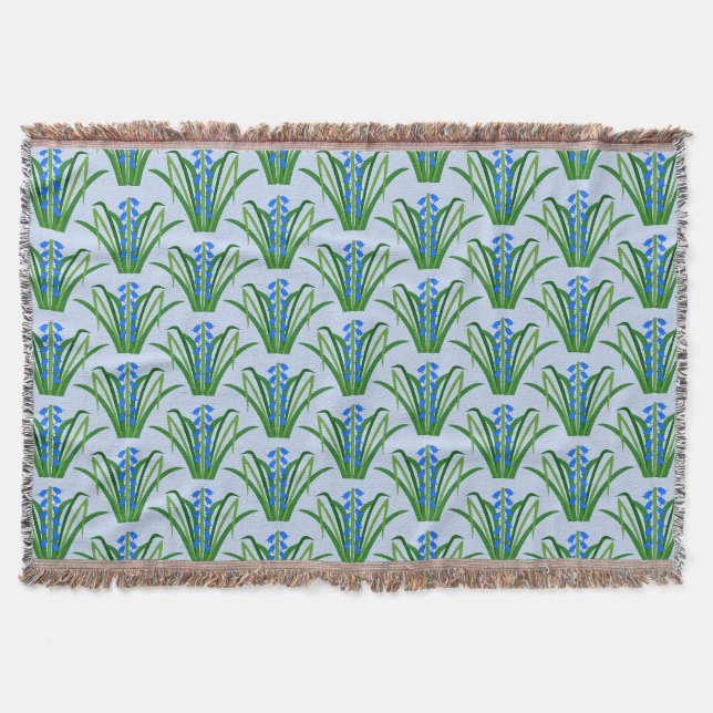 Baby Boy Bluebell Flowers Spring Patterned Throw Blanket (Front)