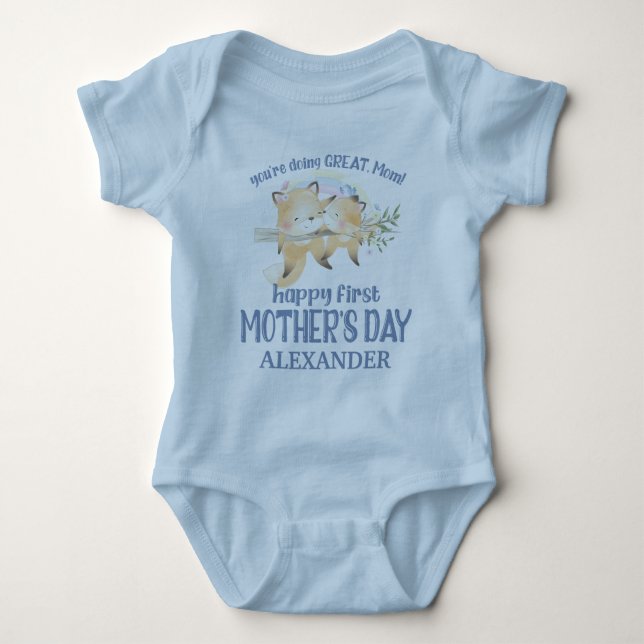 Baby boy bodysuit fox 1st Mother's Day (Front)
