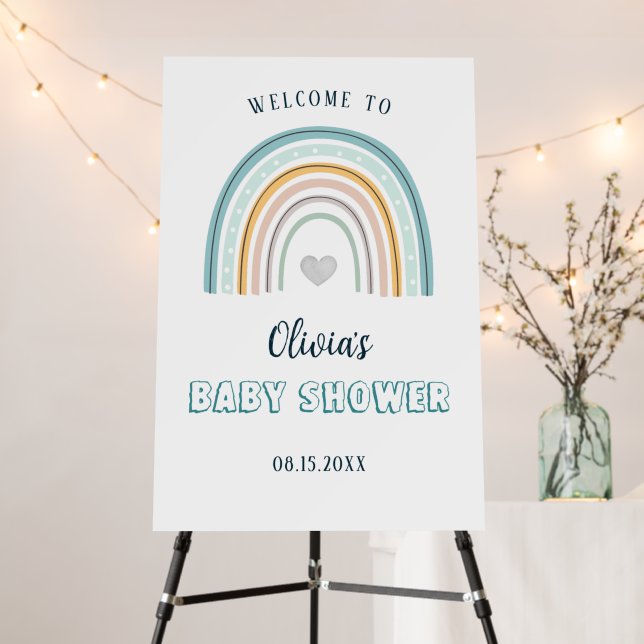 Baby Boy Boho Rainbow Baby Shower Welcome Foam Board (In Situ (Stand))
