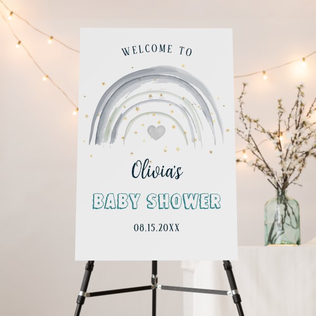 Baby Boy Boho Rainbow Baby Shower Welcome Foam Board (In Situ (Stand))
