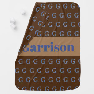 Baby Boy Bold Blue Letter Pattern G Monogram Blanket