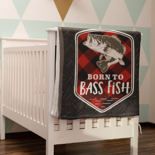 Baby Boy Born To Bass Fish Red and Black Nursery Blanket