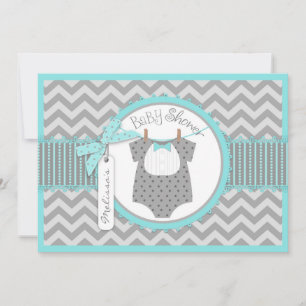 Baby Boy Bow Tie Chevron Print Baby Shower Invitation
