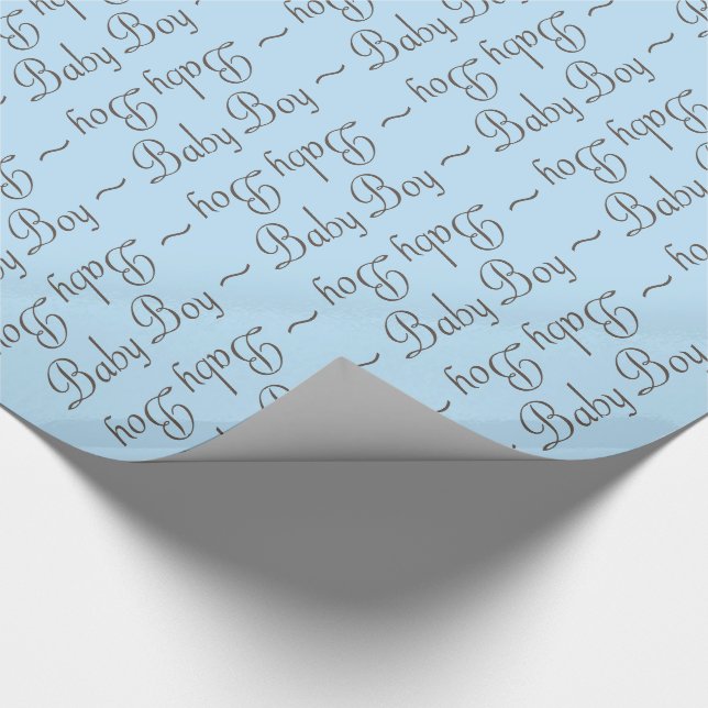 Baby Boy Brown-Gray and Light Blue Gift Wrap (Corner)