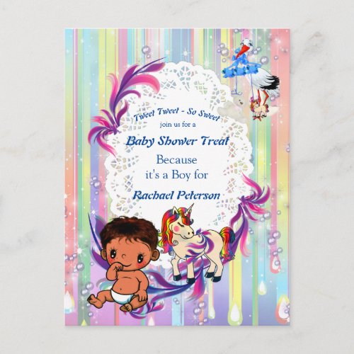 Baby Boy Bubbles  Unicorns Baby Shower Postcard