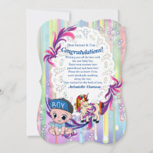Baby Boy Bubbles & Unicorns Congrats card
