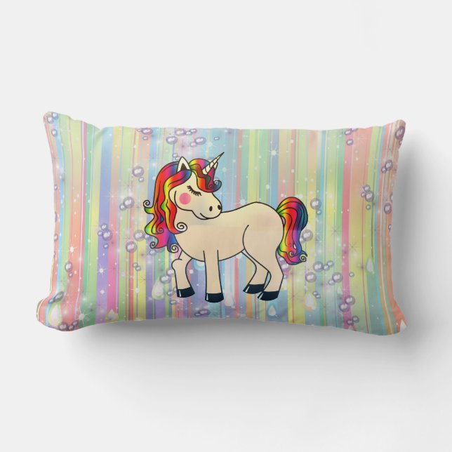 Baby Boy Bubbles & unicorns Lumbar Pillow (Front)