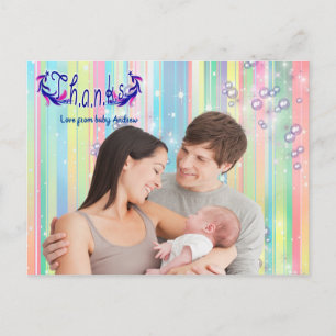 Baby Boy Bubbles & Unicorns Photo Postcard