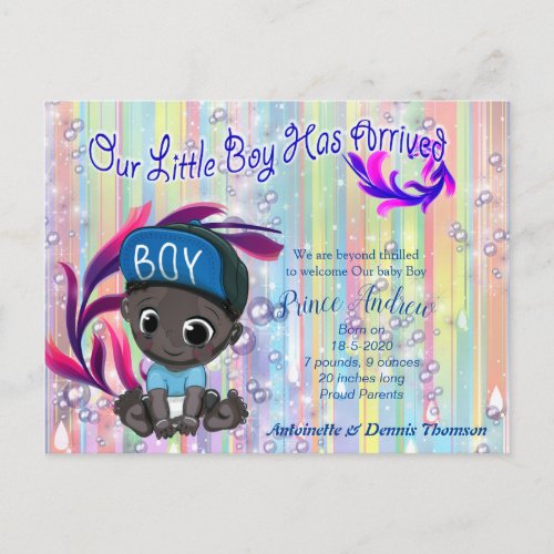 Baby Boy Bubbles  Unicorns Postcard