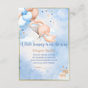 Baby Boy Bunny Baby Shower Diaper Raffle Enclosure Card