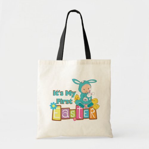 Baby Boy Bunny First Easter Tote Bag