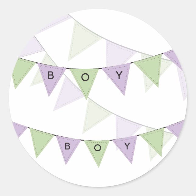 Baby Boy Bunting Banner Cupcake Topper Label (Front)