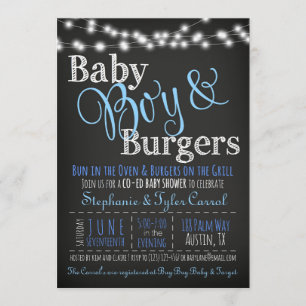Baby Boy Burgers BBQ Shower Invitation Book Card