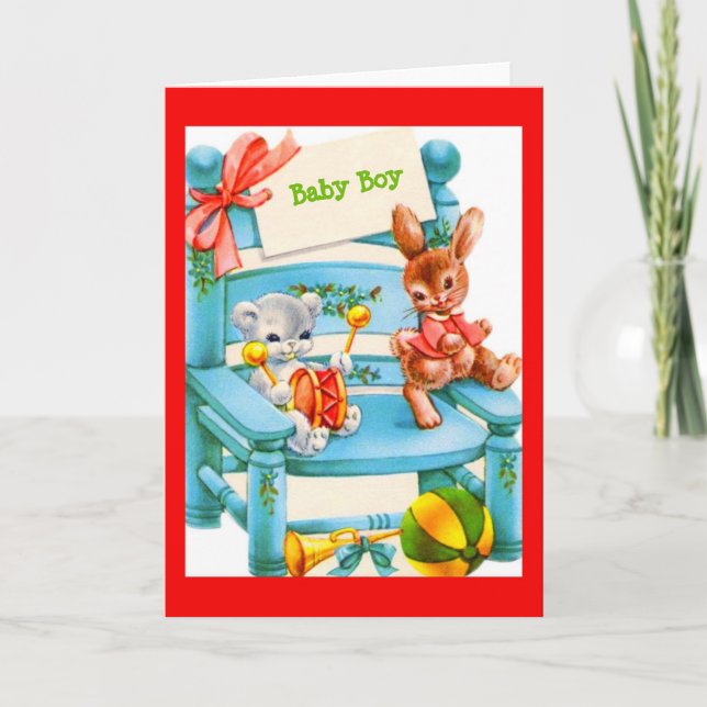 Baby Boy Card for Baby Shower or New Baby (Front)