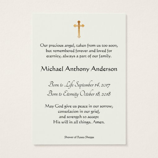 Baby Boy Catholic Funeral Memorial Holy Card - | Zazzle