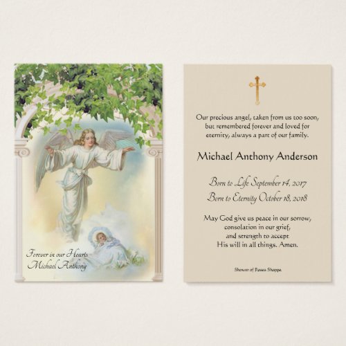 Baby Boy Catholic Funeral Memorial Holy Card _