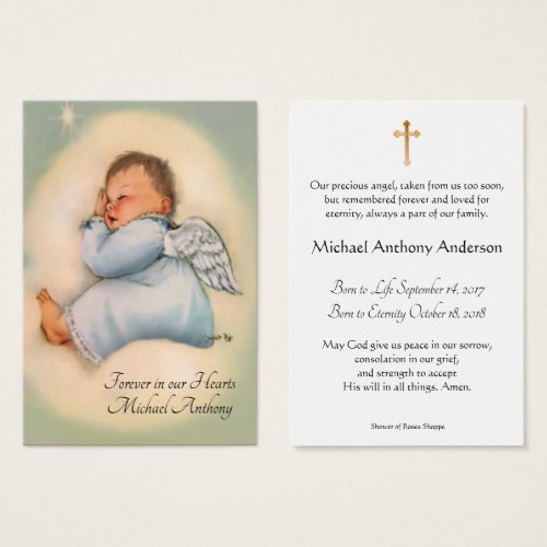 Baby Boy Catholic Funeral Memorial Holy Card _