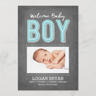 Baby Boy Chalkboard | Birth Announcement