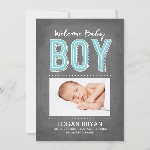 Baby Boy Chalkboard | Birth Announcement