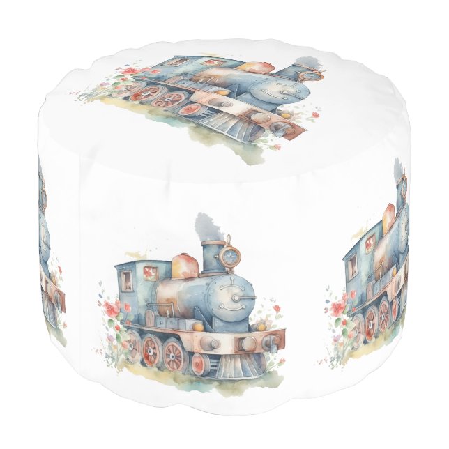 Baby Boy Choo Choo Train  Pouf (Angled Back)