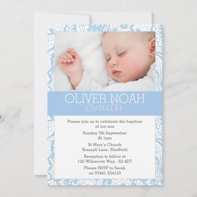 Baby Boy Christening/Baptism Invitation (Front)