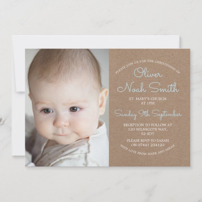 Baby Boy Christening/Baptism Invitation (Front)
