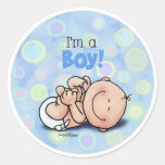 Baby Boy Classic Round Sticker at Zazzle
