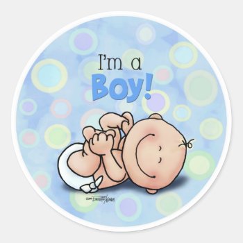 Baby Boy Classic Round Sticker by DancetheNightAway at Zazzle