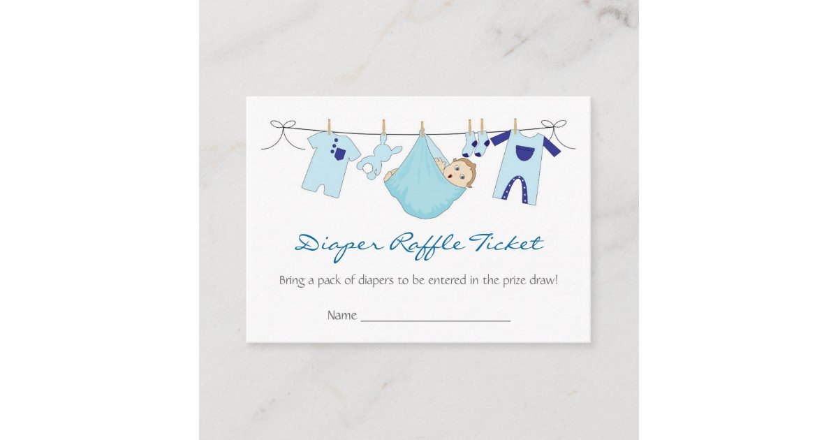 Clothes Line Raffle Baby Boy Clothes Line Diaper Raffle Business Card | Zazzle