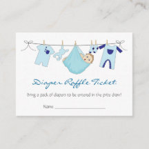 Baby Boy Clothes Line Diaper Raffle Business Card