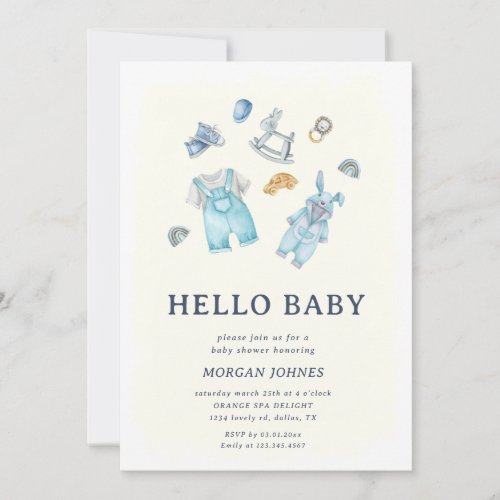 Baby Boy Clothes Nursery baby shower invitation