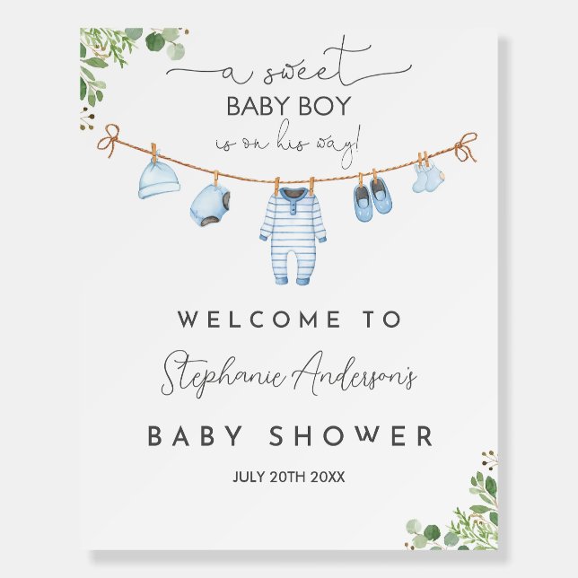 Baby Boy Clothes Welcome sign Baby boy is on his  (Front)