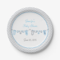 Baby Boy Clothesline Baby Shower Paper Plates