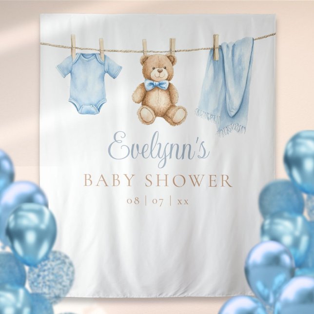 Baby Boy Clothesline Baby Shower Photo Backdrop (Baby Boy Clothesline Baby Shower Photo Backdrop)