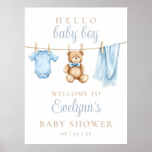 Baby Boy Clothesline Baby Shower Welcome Sign