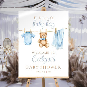 Baby Boy Clothesline Baby Shower Welcome Sign
