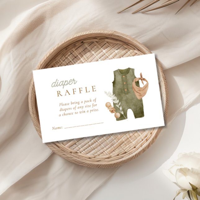Baby Boy Clothesline Boho Diaper Raffle Enclosure Card (Creator Uploaded)