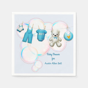 Baby Boy Clothesline In Blue Napkins