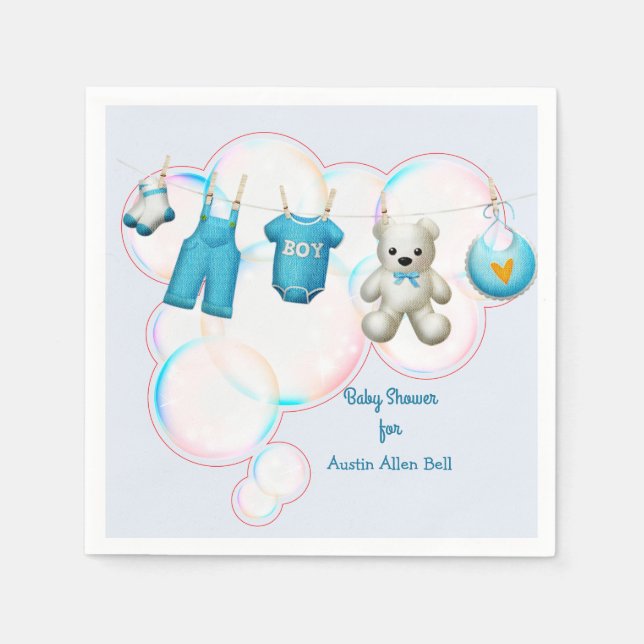 Baby Boy Clothesline In Blue Napkins (Front)