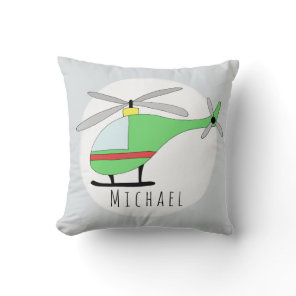 Baby Boy Colorful Helicopter Name Nursery Throw Pillow