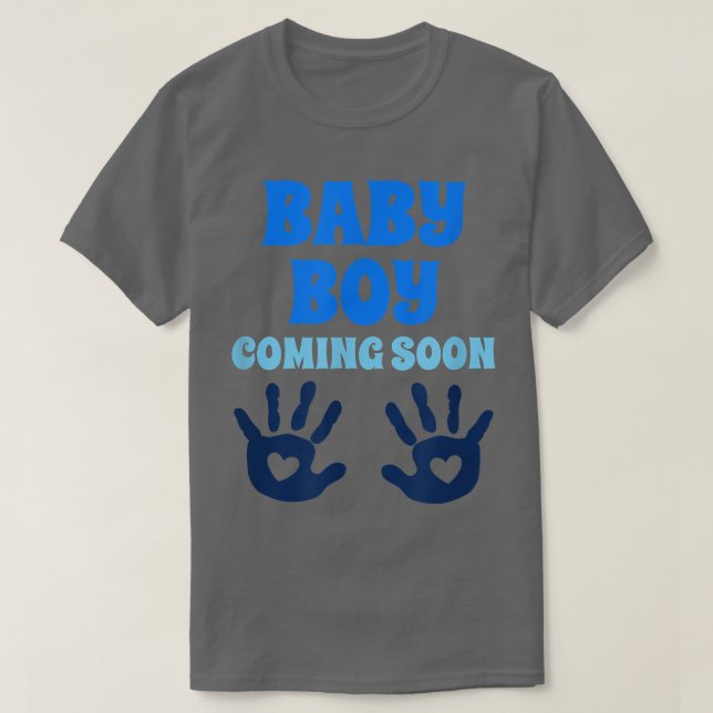 Baby Boy Coming Soon Cool Gender Reveal  T-Shirt (Design Front)
