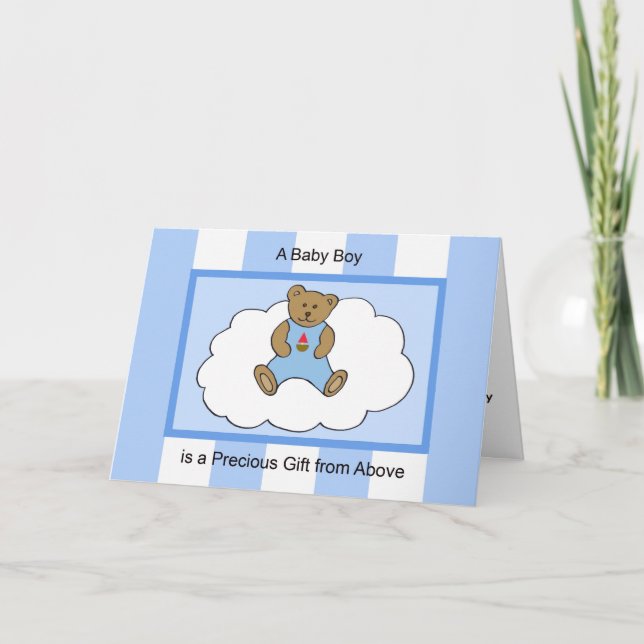 Baby Boy Congratulations Card -- Precious Gift (Front)