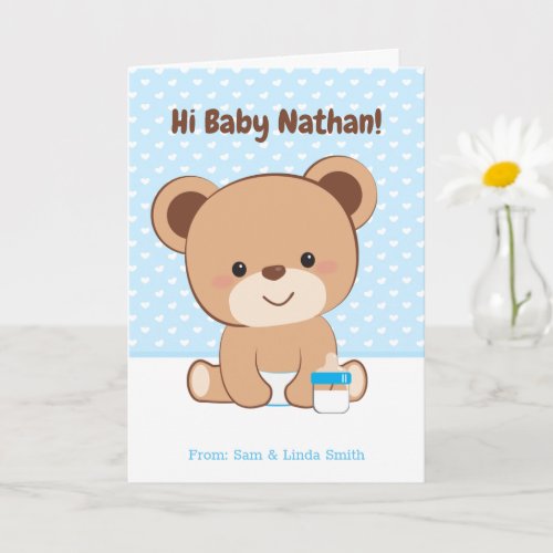 Baby Boy Congratulations Card with Baby Bear