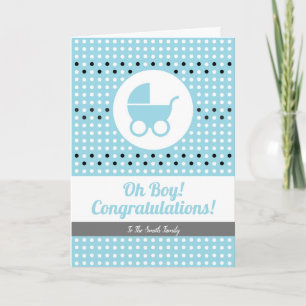 Baby Boy Congratulations Card with Stroller