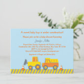 Baby Boy Construction Truck Baby Shower Invitation (Standing Front)