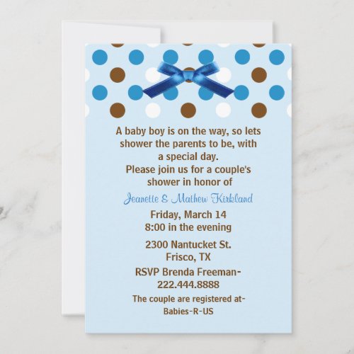 Baby Boy Couple's Baby Shower Invitation